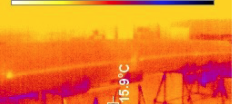 Thermal (IR) image of an energized SNS pathway embedded in a composite tube